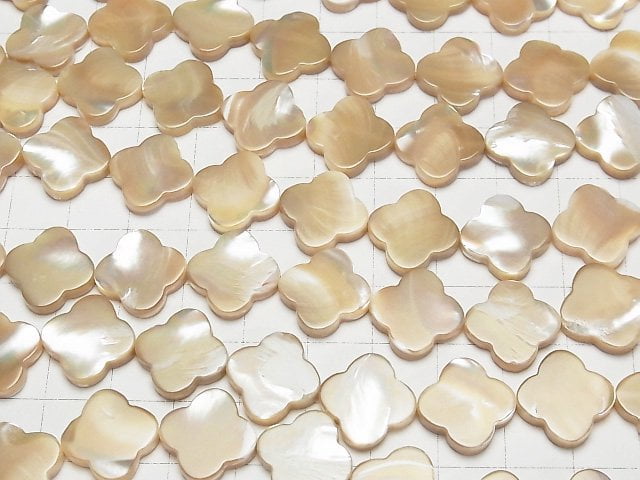 [Video]Mother of Pearl MOP Beige Flower Motif 15x15x3mm half or 1strand beads (aprx.14inch/35cm)