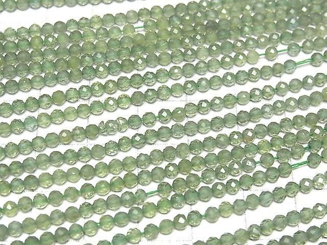 [Video]High Quality! Green Apatite AA++ Faceted Round 3mm 1strand beads (aprx.15inch/36cm)