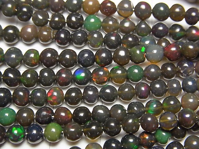 [Video]High Quality Ethiopian Black Opal AAA- Round 3-7mm half or 1strand beads (aprx.15inch/38cm)