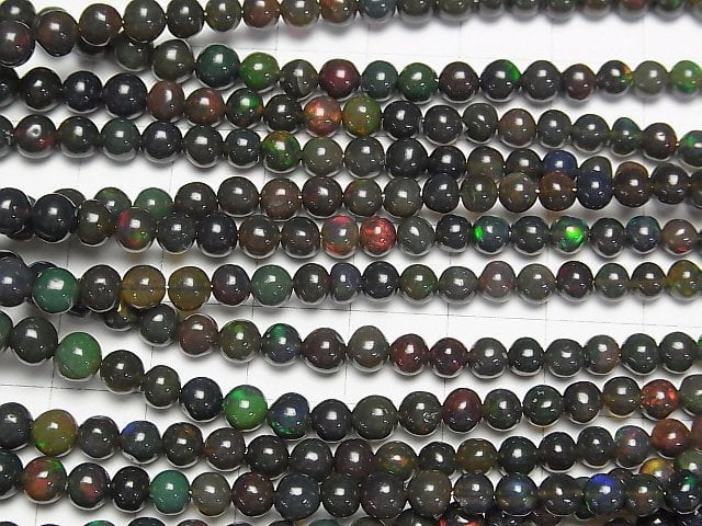 [Video]High Quality Ethiopian Black Opal AAA- Round 3-7mm half or 1strand beads (aprx.15inch/38cm)