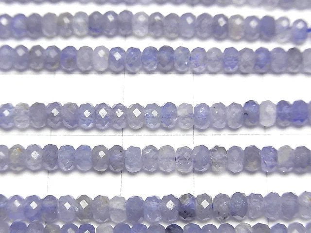 [Video]High Quality! Tanzanite AAA- Faceted Button Roundel 3.5x3.5x2mm 1/4 or 1strand beads (aprx.15inch/36cm)