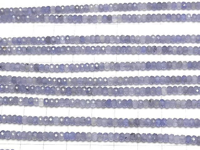 [Video]High Quality! Tanzanite AAA- Faceted Button Roundel 3.5x3.5x2mm 1/4 or 1strand beads (aprx.15inch/36cm)