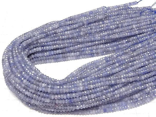 [Video]High Quality! Tanzanite AAA- Faceted Button Roundel 3.5x3.5x2mm 1/4 or 1strand beads (aprx.15inch/36cm)