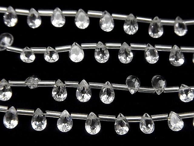 [Video] High Quality White Topaz AAA Pear Shape Faceted 6x4mm 1 Strand (18pcs)