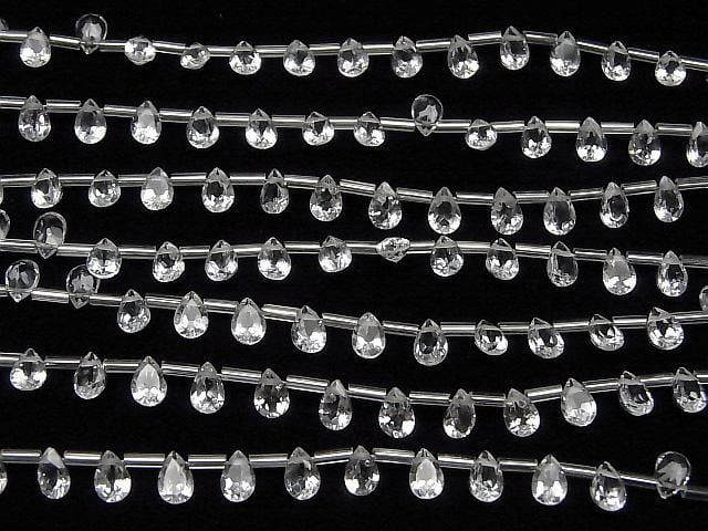 [Video] High Quality White Topaz AAA Pear Shape Faceted 6x4mm 1 Strand (18pcs)