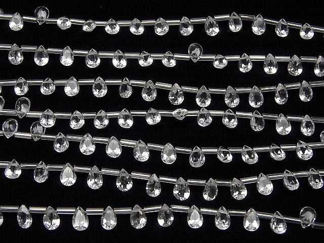 [Video]High Quality White Topaz AAA Pear shape Faceted 6x4mm 1strand (18pcs)