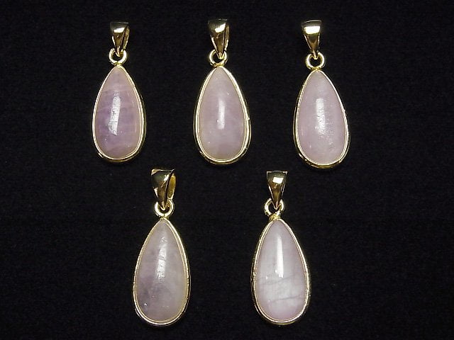 [Video]Kunzite AA++ Pear shape 17x10mm Pendant 18KGP 1pc