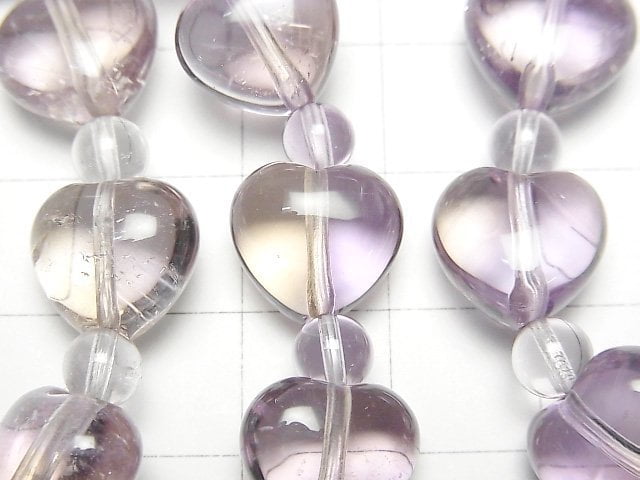 [Video]Ametrine AAA- Vertical Hole Heart Shape & Round 5mm Bracelet