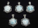 [Video]Larimar Pectolite AA++ 13mm Ball Star Shape Moldavite Pendant Silver925 1pc