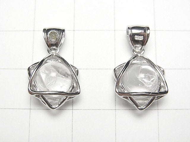 [Video]Crystal in Quartz 8mm ball with star shape Moldavite Pendant Silver925 1pc