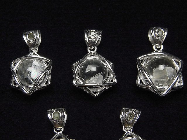 [Video]Crystal in Quartz 8mm ball with star shape Moldavite Pendant Silver925 1pc