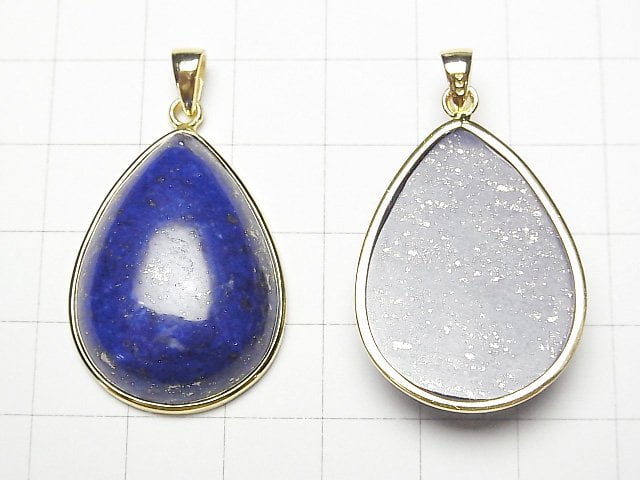 [Video] Lapislazuli AA++ Pear shape 30x22mm Pendant 18KGP 1pc