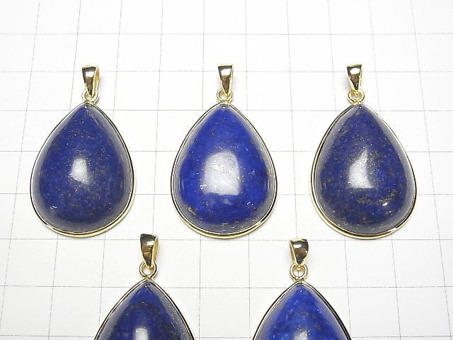 [Video] Lapislazuli AA++ Pear shape 30x22mm Pendant 18KGP 1pc