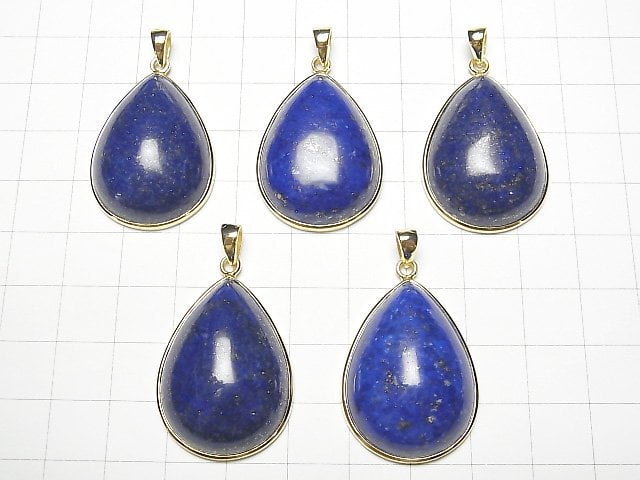 [Video] Lapislazuli AA++ Pear shape 30x22mm Pendant 18KGP 1pc