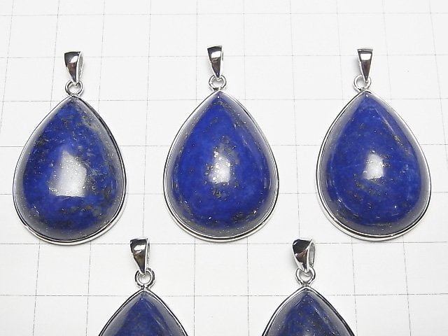 [Video] Lapislazuli AA++ Pear shape 30x22mm Pendant Silver925 1pc