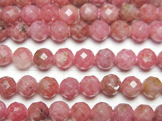 [Video] High Quality! Imperial Rhodonite AA+ Faceted Round 6mm 1strand beads (aprx.15inch/37cm)