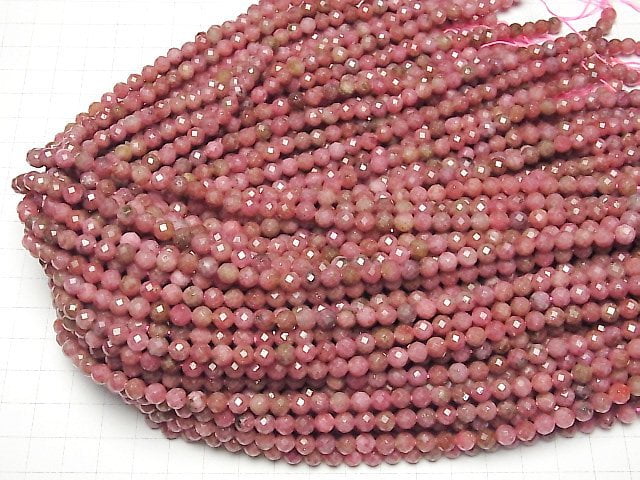 [Video] High Quality! Imperial Rhodonite AA+ Faceted Round 6mm 1strand beads (aprx.15inch/37cm)