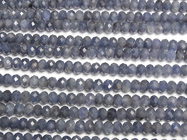 [Video] High Quality! Sapphire AA+ Faceted Button Rondelle 5.5x5.5x4mm half or 1strand beads (aprx.15inch/37cm)