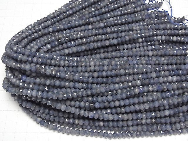 [Video] High Quality! Sapphire AA+ Faceted Button Rondelle 5.5x5.5x4mm half or 1strand beads (aprx.15inch/37cm)