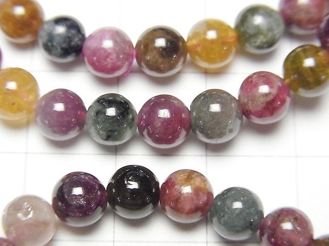 [Video] Multicolor Tourmaline AA+ Round 6mm Bracelet