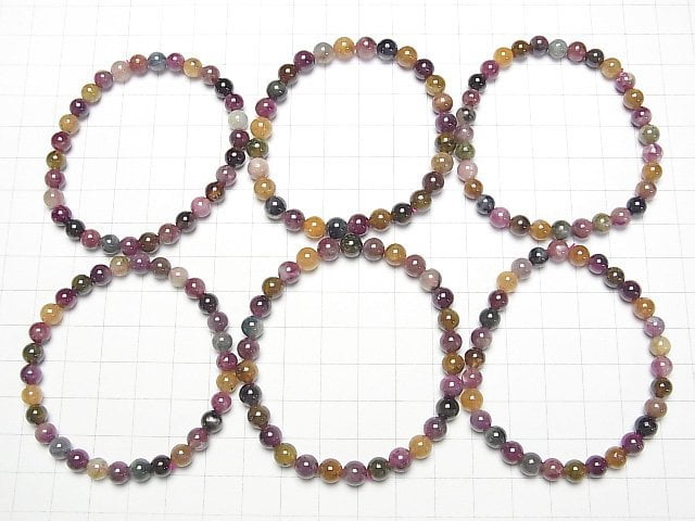 [Video] Multicolor Tourmaline AA+ Round 6mm Bracelet