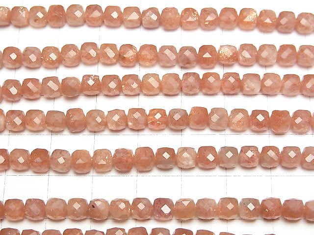 [Video]High Quality! Sunstone AA++ Cube Shape 5x5x5mm 1strand beads (aprx.15inch/37cm)