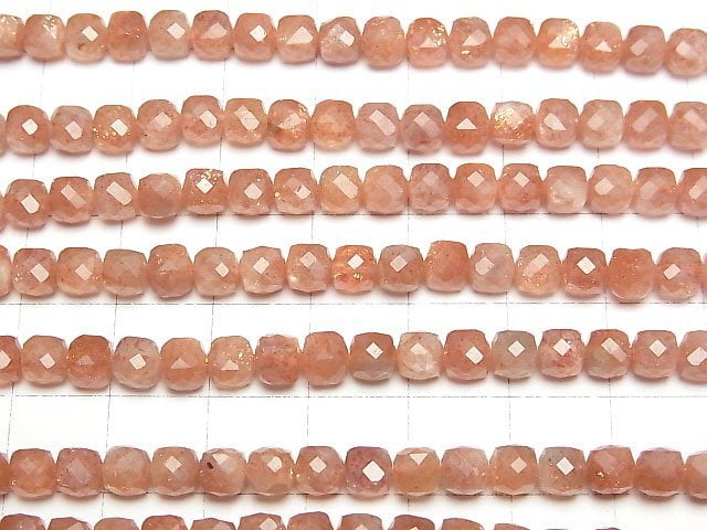 [Video]High Quality! Sunstone AA++ Cube Shape 5x5x5mm 1strand beads (aprx.15inch/37cm)