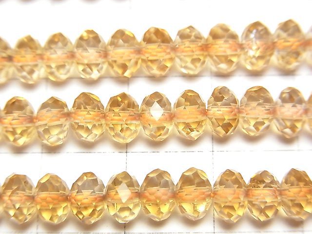 [Video] High Quality! Citrine AA++ Faceted Button Roundel 6x6x4mm half or 1strand beads (aprx.15inch/37cm)