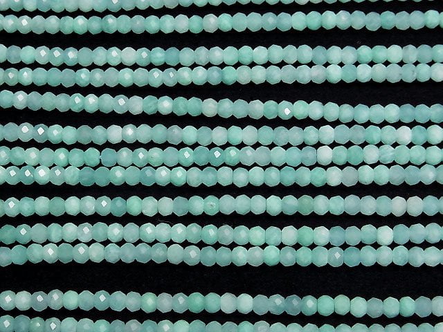 [Video]High Quality! Amazonite AA++ Faceted Button Rondelle 4x4x3mm 1strand beads (aprx.15inch/36cm)