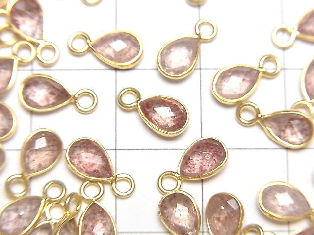 [Video]High Quality Pink Epidote AAA- Bezel Setting Faceted Pear Shape 7x5mm 18KGP 4pcs