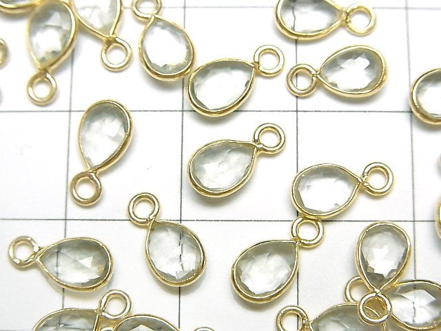 [Video]High Quality Green Amethyst AAA Bezel Setting Faceted Pear Shape 7x5mm 18KGP 4pcs