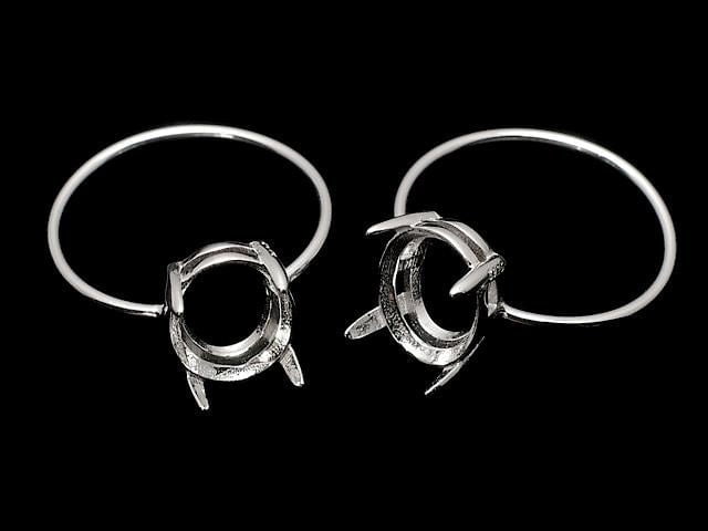 [Video] Silver925 Ring Frame (Prong Setting) Oval Faceted 10x8mm Rhodium Plated 1pc