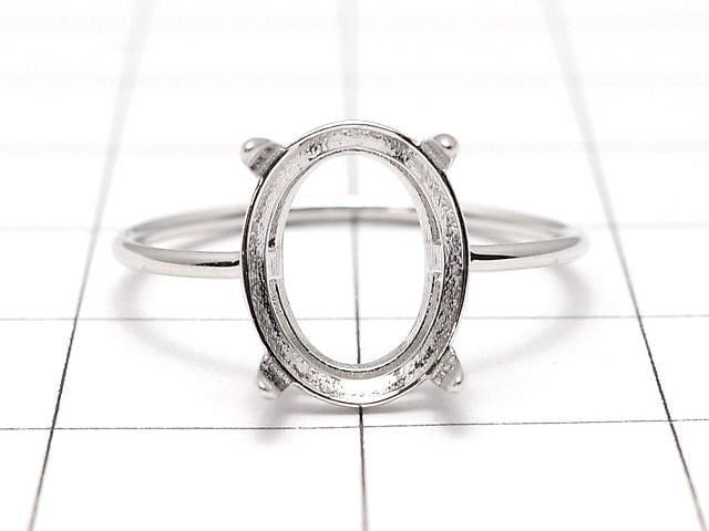 [Video] Silver925 Ring Frame (Prong Setting) Oval Faceted 10x8mm Rhodium Plated 1pc