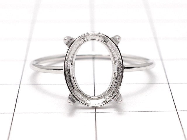 [Video]Silver925 Ring Frame (Prong Setting) Oval Faceted 10x8mm Rhodium Plated 1pc