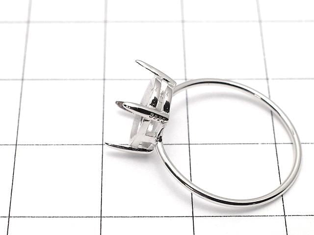 [Video] Silver925 Ring Frame (Prong Setting) Oval Faceted 10x8mm Rhodium Plated 1pc