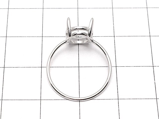 [Video]Silver925 Ring Frame (Prong Setting) Oval Faceted 10x8mm Rhodium Plated 1pc