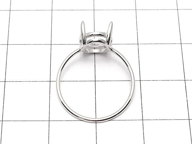 [Video] Silver925 Ring Frame (Prong Setting) Oval Faceted 10x8mm Rhodium Plated 1pc