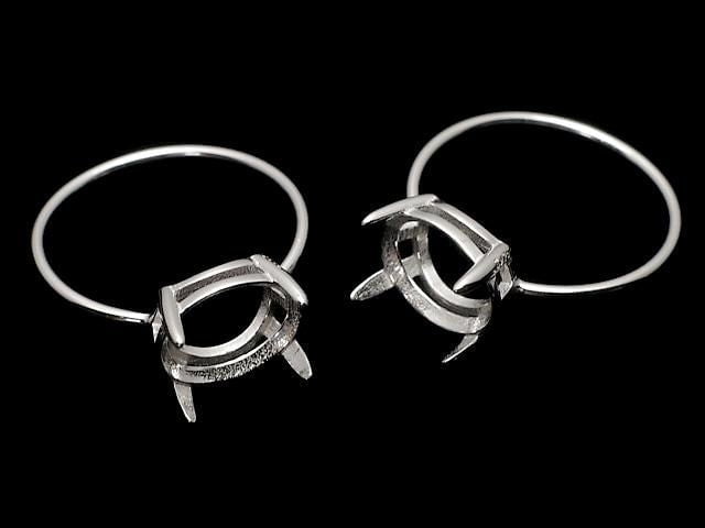 [Video] Silver925 Ring Frame (Prong Setting) Sideways Oval Faceted 10x8mm Rhodium Plated 1pc