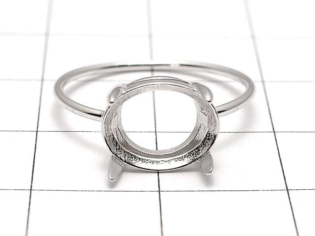 [Video] Silver925 Ring Frame (Prong Setting) Sideways Oval Faceted 10x8mm Rhodium Plated 1pc