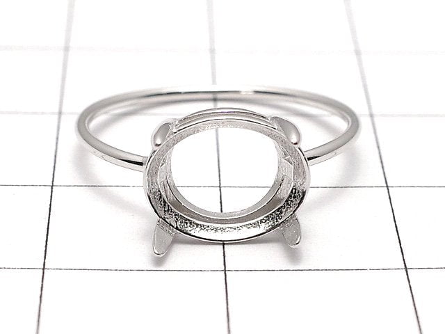 [Video]Silver925 Ring Frame (Prong Setting) Horizontal Oval Faceted 10x8mm Rhodium Plated 1pc