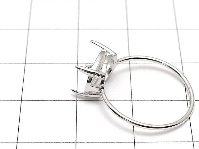 [Video] Silver925 Ring Frame (Prong Setting) Sideways Oval Faceted 10x8mm Rhodium Plated 1pc