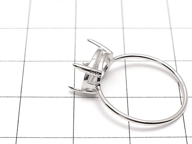 [Video]Silver925 Ring Frame (Prong Setting) Horizontal Oval Faceted 10x8mm Rhodium Plated 1pc