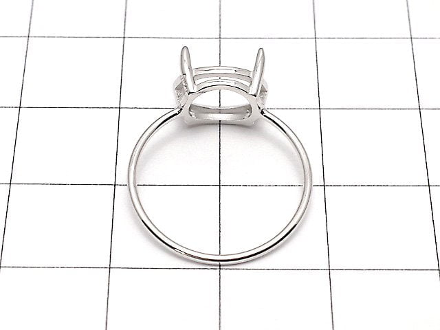 [Video]Silver925 Ring Frame (Prong Setting) Horizontal Oval Faceted 10x8mm Rhodium Plated 1pc