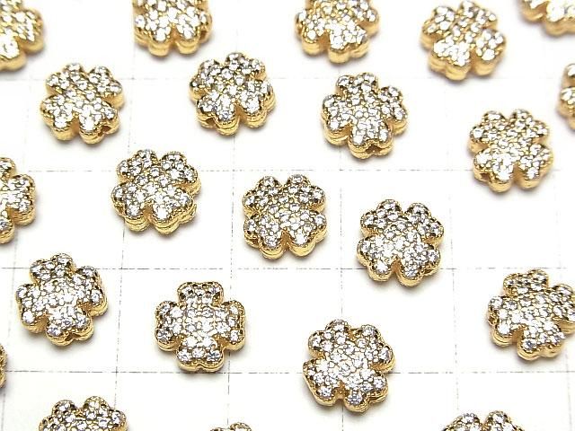Silver 925 Clover Motif (with CZ) 8x8x4mm 18KGP 1pc