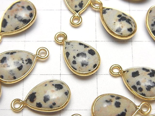 [Video] Dalmatian Jasper Bezel Setting Pear shape 13x9mm 18KGP 4pcs