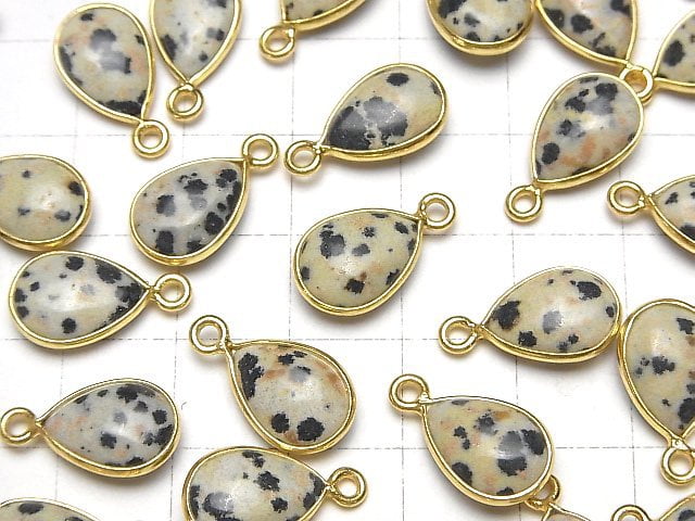 [Video] Dalmatian Jasper Bezel Setting Pear shape 13x9mm 18KGP 4pcs