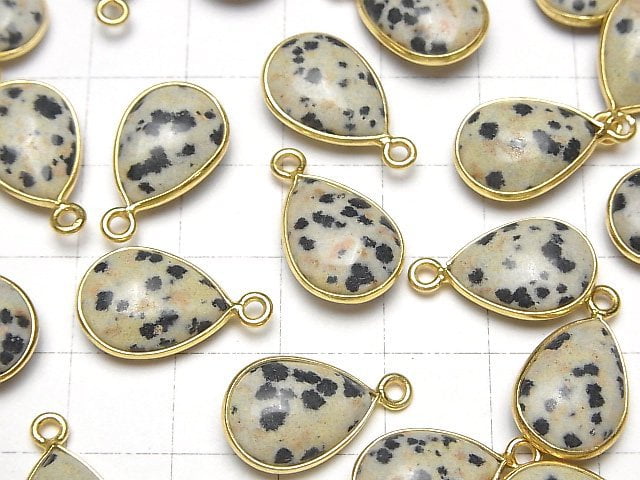 [Video] Dalmatian Jasper Bezel Setting Pear shape 15x11mm 18KGP 3pcs