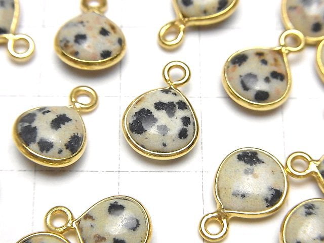 [Video] Dalmatian Jasper Bezel Setting Chestnut 9x9mm 18KGP 4pcs