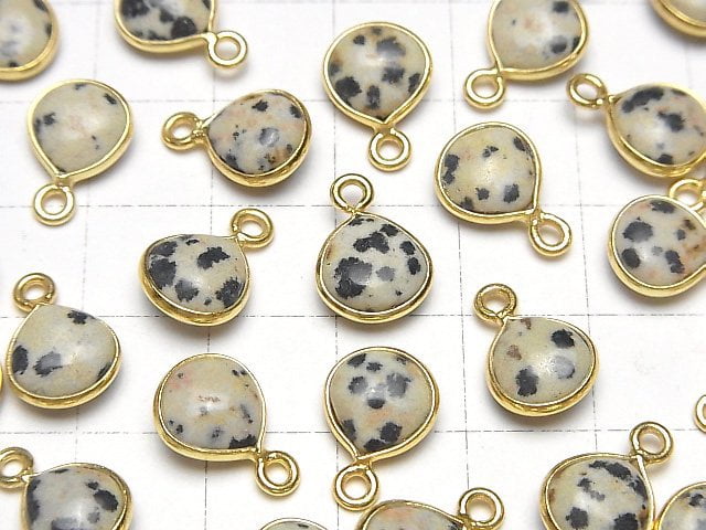 [Video] Dalmatian Jasper Bezel Setting Chestnut 9x9mm 18KGP 4pcs