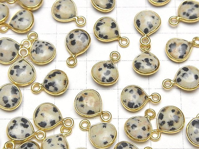 [Video] Dalmatian Jasper Bezel Setting Chestnut 9x9mm 18KGP 4pcs